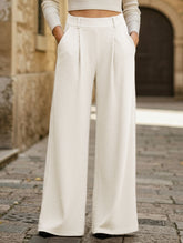 Versatile solid color straight wide-leg pants